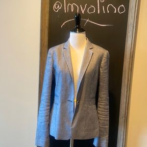 Express Gray Single-Button Linen Blend Blazer